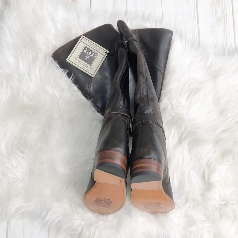 Frye Womens‎ Leather Dorado Tall Leather Solid Brown Riding Boots Size 6 NEW
